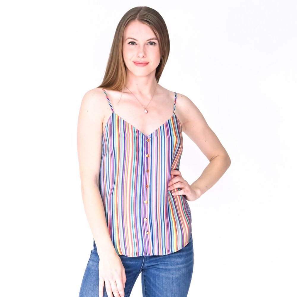 AMANDA UPRICHARD Gold Button Aiden Striped Cami - Picture 1 of 5